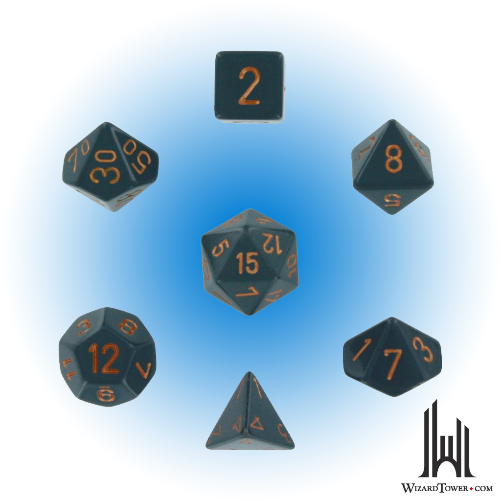 Opaque - Polyhedral 7-Die Set - Dark Grey / copper